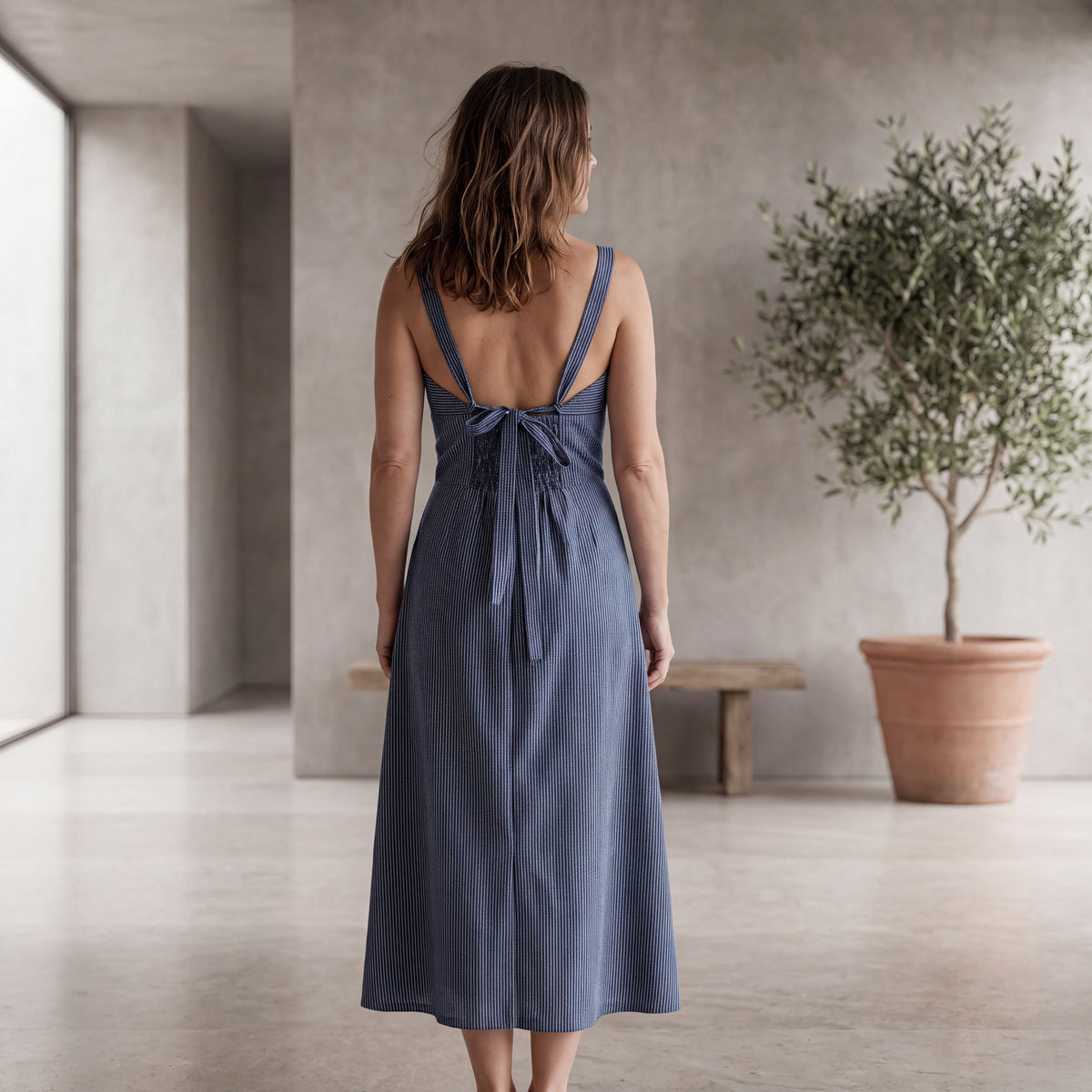 Tara Kantha Midi Dress - Indigo