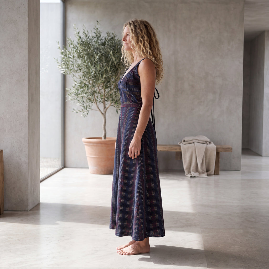 Tara Kantha Midi Dress - Onyx