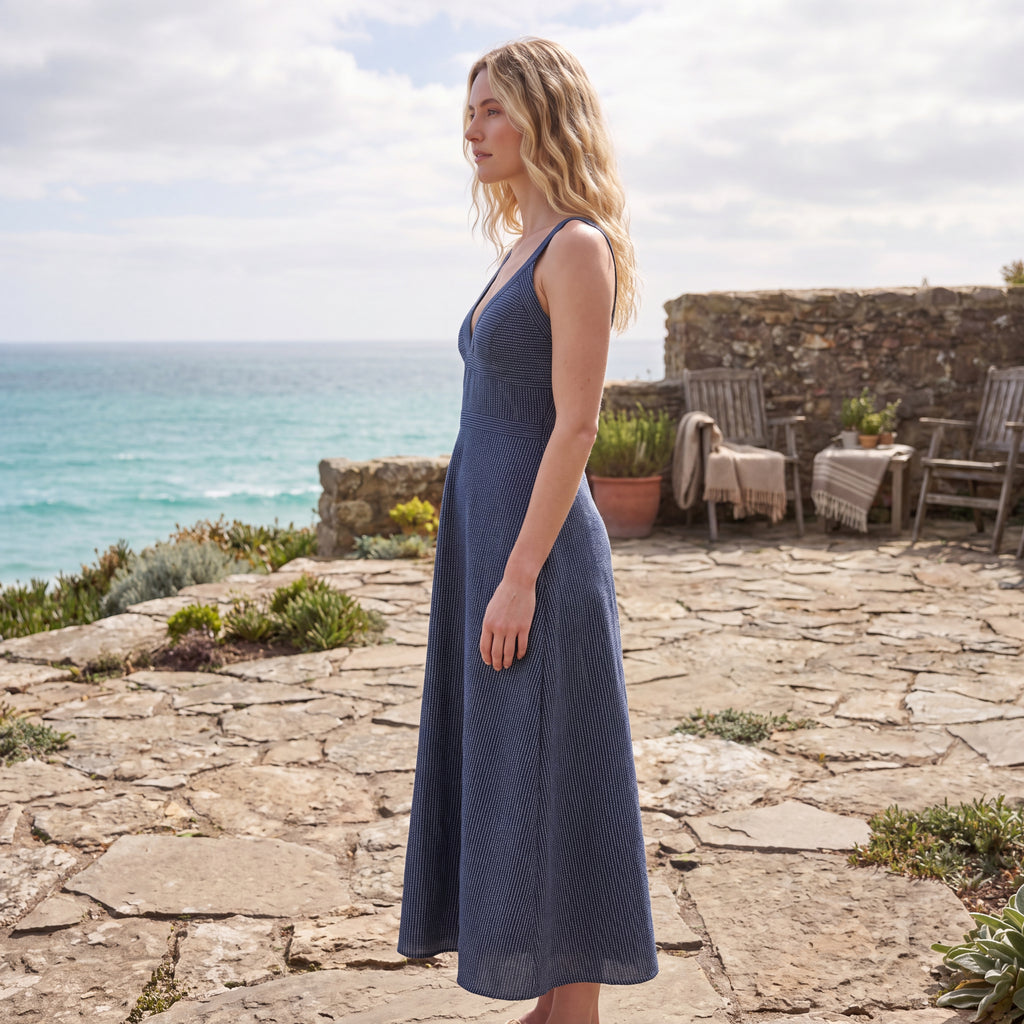 Tara Kantha Midi Dress - Indigo