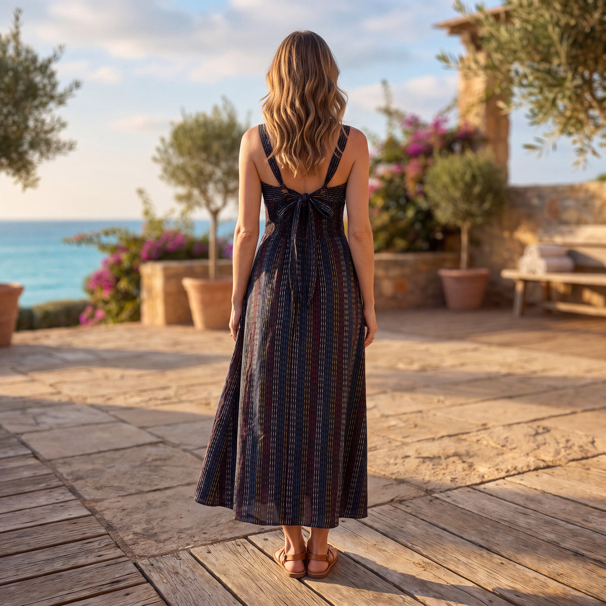 Tara Kantha Midi Dress - Onyx