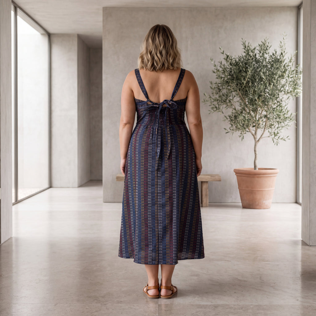 Tara Kantha Midi Dress - Onyx