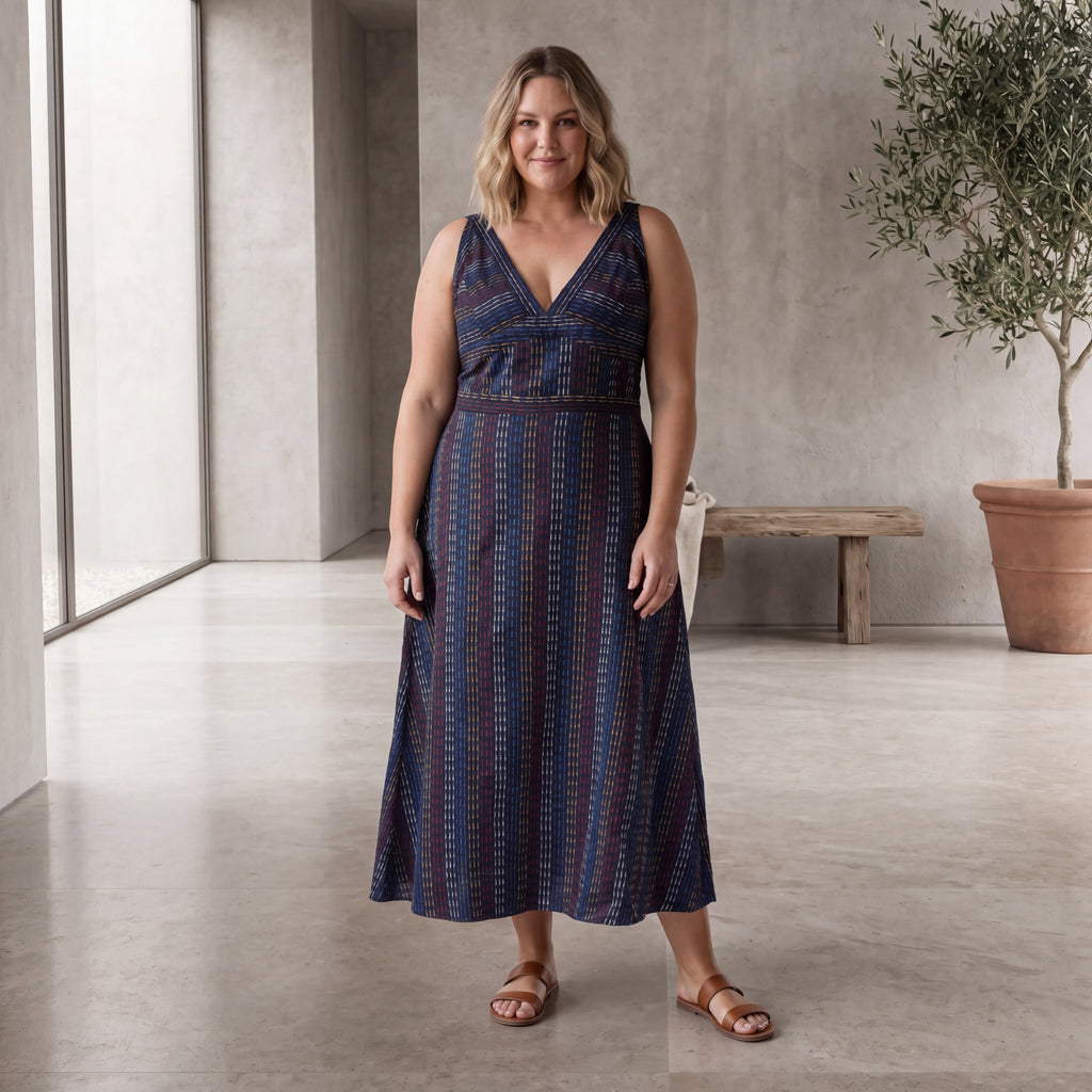 Tara Kantha Midi Dress - Onyx