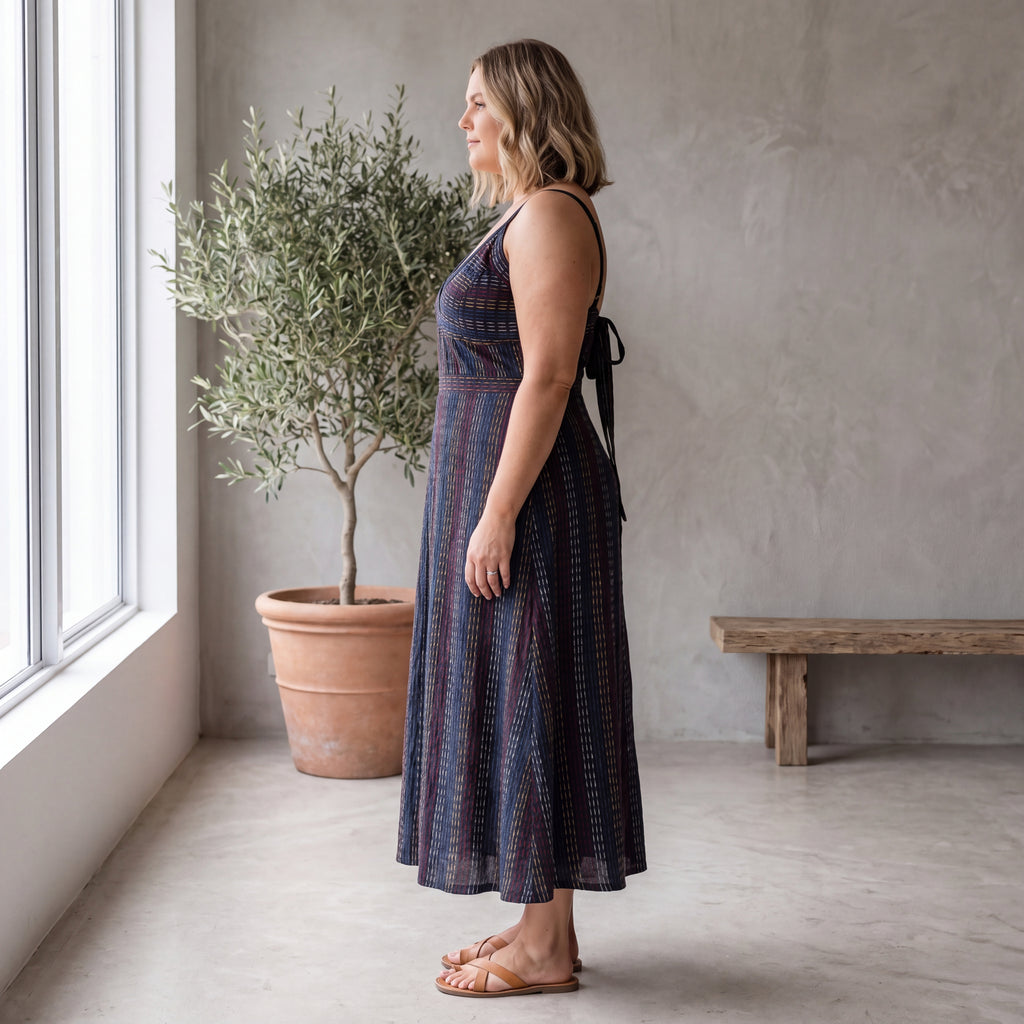 Tara Kantha Midi Dress - Onyx