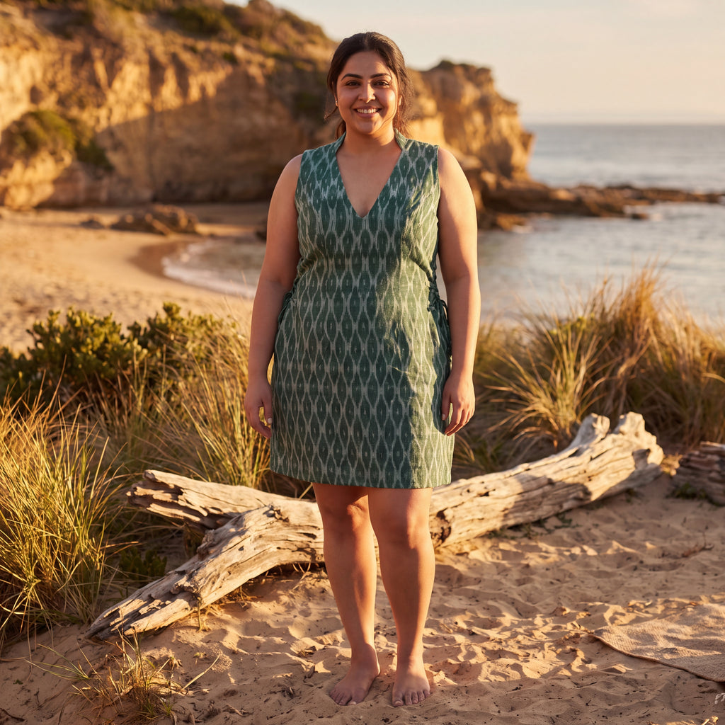 Maya Ikat Mini Dress - Emerald