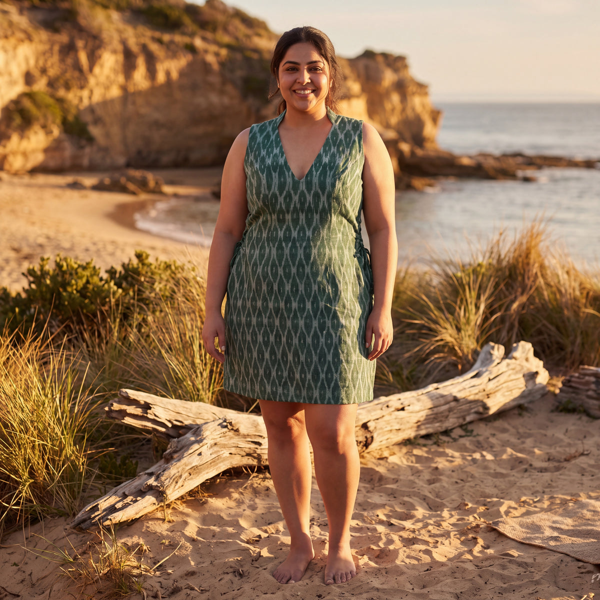 Maya Ikat Mini Dress - Emerald