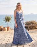 Leela Block Print Maxi Dress - Indigo Dots