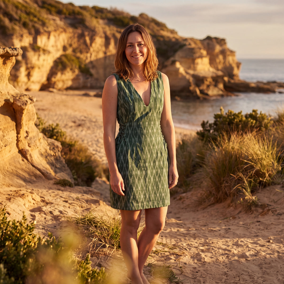 Maya Ikat Mini Dress - Emerald